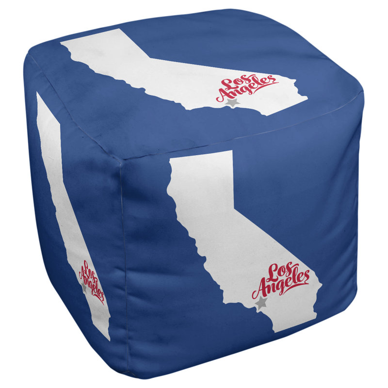 Repose-pieds cube california Los Angeles, Bleu / blanc