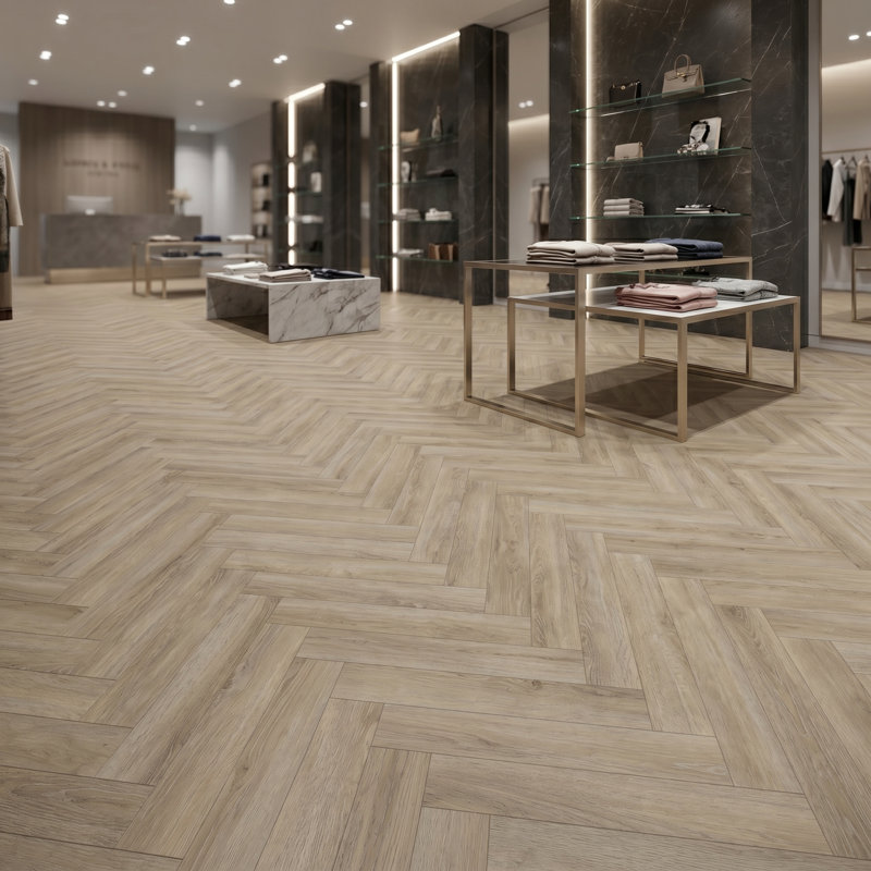 Planches en vinyle Blues Herringbone SPC - 29,5 po x 5,9 po - chêne royal, Très grand chêne