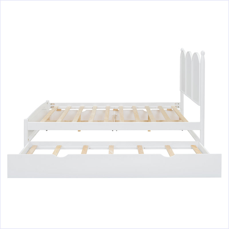 Queen Size Platform Bed With With 2 Big Drawers, White