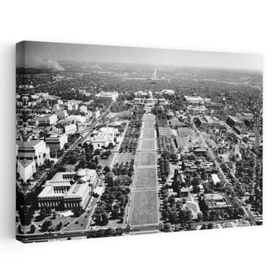 1950s VIEW OF THE NATIONAL MALL LOOKING EAST TOWARDS THE CAPITOL BUILDING FROM TOP OF THE WASHINGTON MONUMENT WASHINGTON DC USA 1 Piece Wrapped Canvas Wall Art