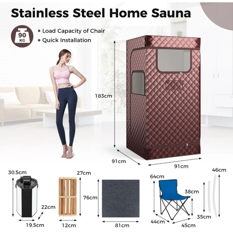 Luch 1 - Person Portable Traditional Steam Sauna with Remote Control, Brown