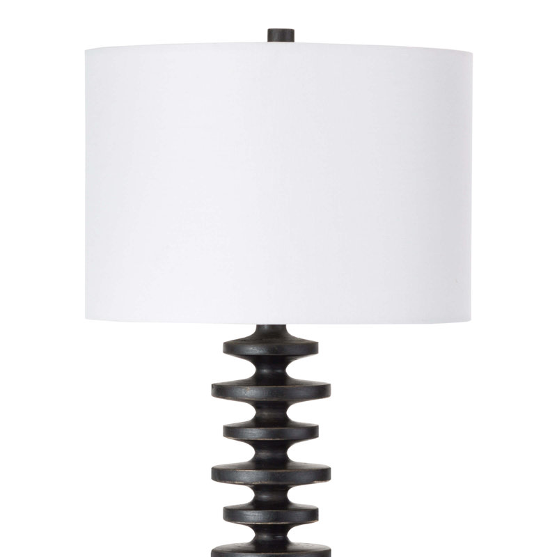 Ebony Birch Wood Table Lamp with Linen Shade