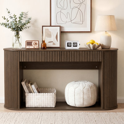 47'' Modern Fluted Console Table with 2 Drawer