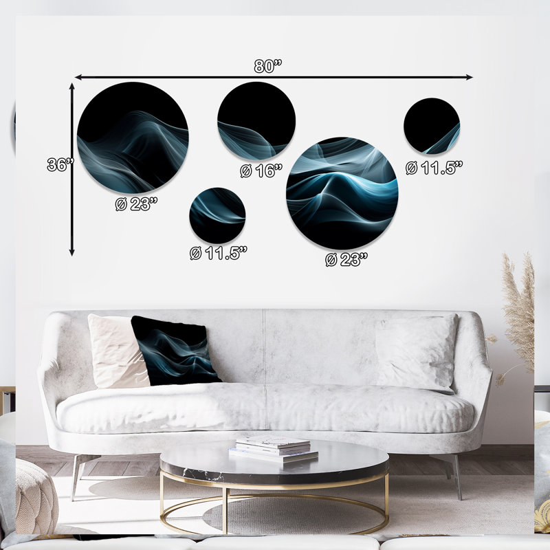 Décoration murale abstraite bleue en métal Contextative I - Modern Waves