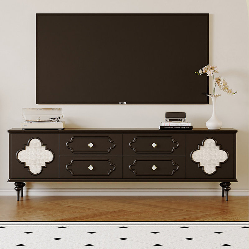Meuble télé rétro en bois manufacturé noir, 86.61