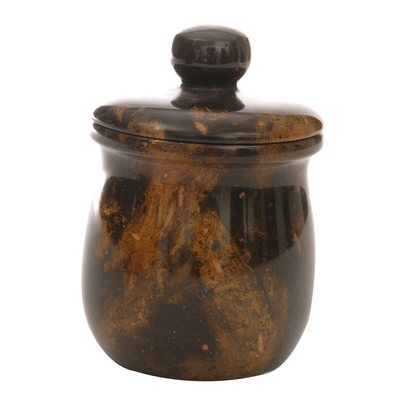 Kings Gold Marble Decorative Jar with Lid – Natural Stone Storage Accent