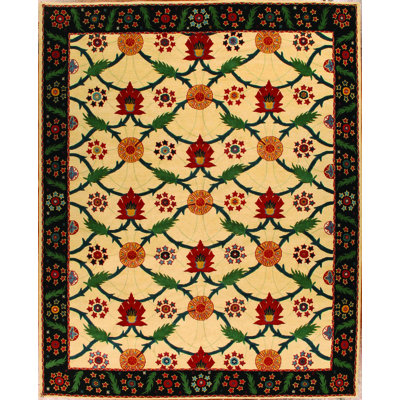 Persia Wool Oriental Area Rug in Tan/Green/Red