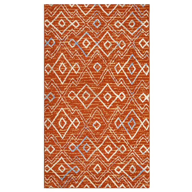 Tapis orange à motif géométrique Mcneel, Rectangle 2 pi x 4 pi