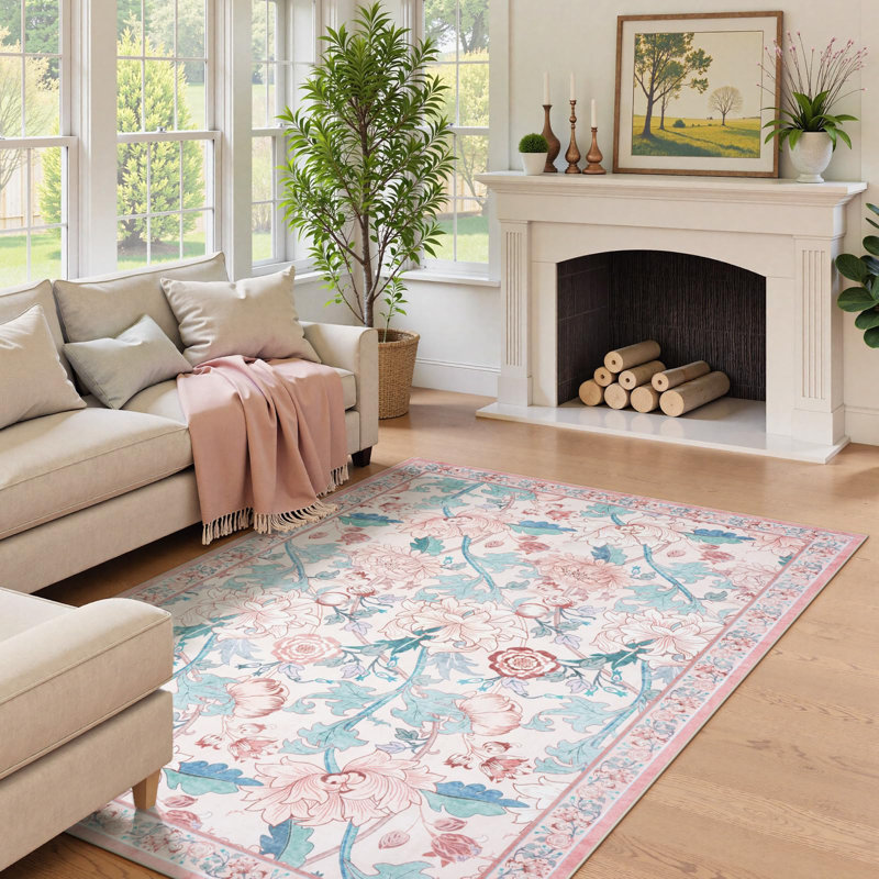 Tapis antidérapant à motif floral Kaldi, Rectangle 5 pi x 7 pi