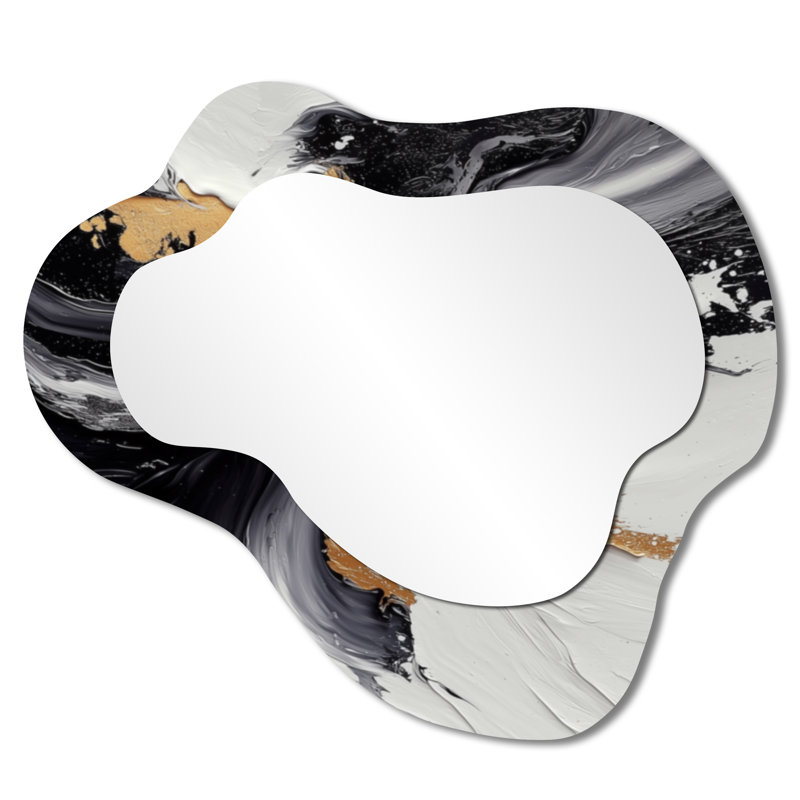 Abstract Perspective Of The Dark And The Light I - Abstract Asymmetrical Decorative Mirror, Modern irregular Wall Mirror, Printed on Metal