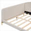 Lit de jour rembourré pour petits espaces et chambres d'amis, lit double avec tête de lit et accoudoirs, structure en bois massif de couleur beige