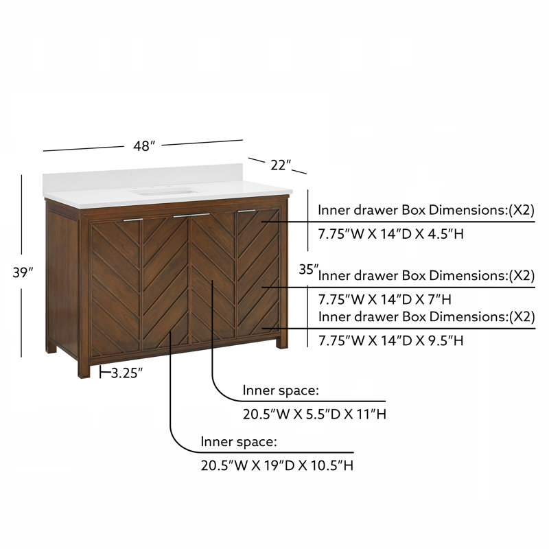 FLW Pregression 36 Wood Sink Vanity, 48