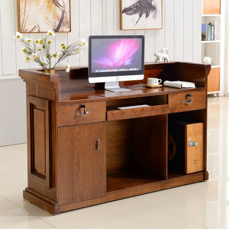 Bureau de réception rectangulaire en bois manufacturé Retro