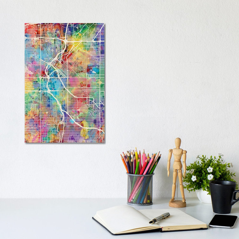 Denver Colorado Street Map I by Michael Tompsett - Wrapped Canvas Gallery-Wrapped Canvas Giclée, 20.32 cm H x 30.48 cm W