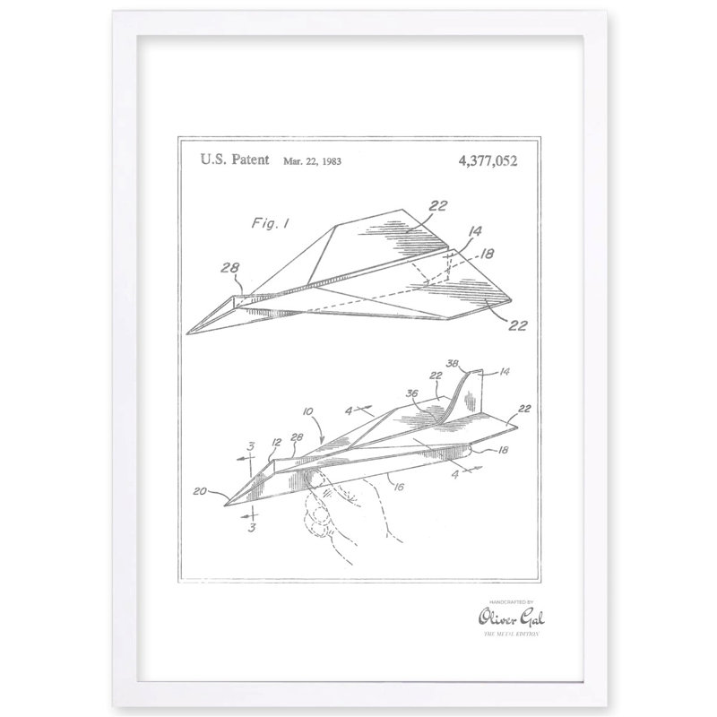 Folded Paper Airplane 1983 Print, White