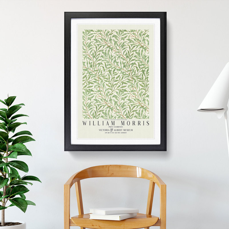 Willow Bough with Border by William Morris - Framed Print, Black Framed, 36cm H x 27cm W x 2cm D