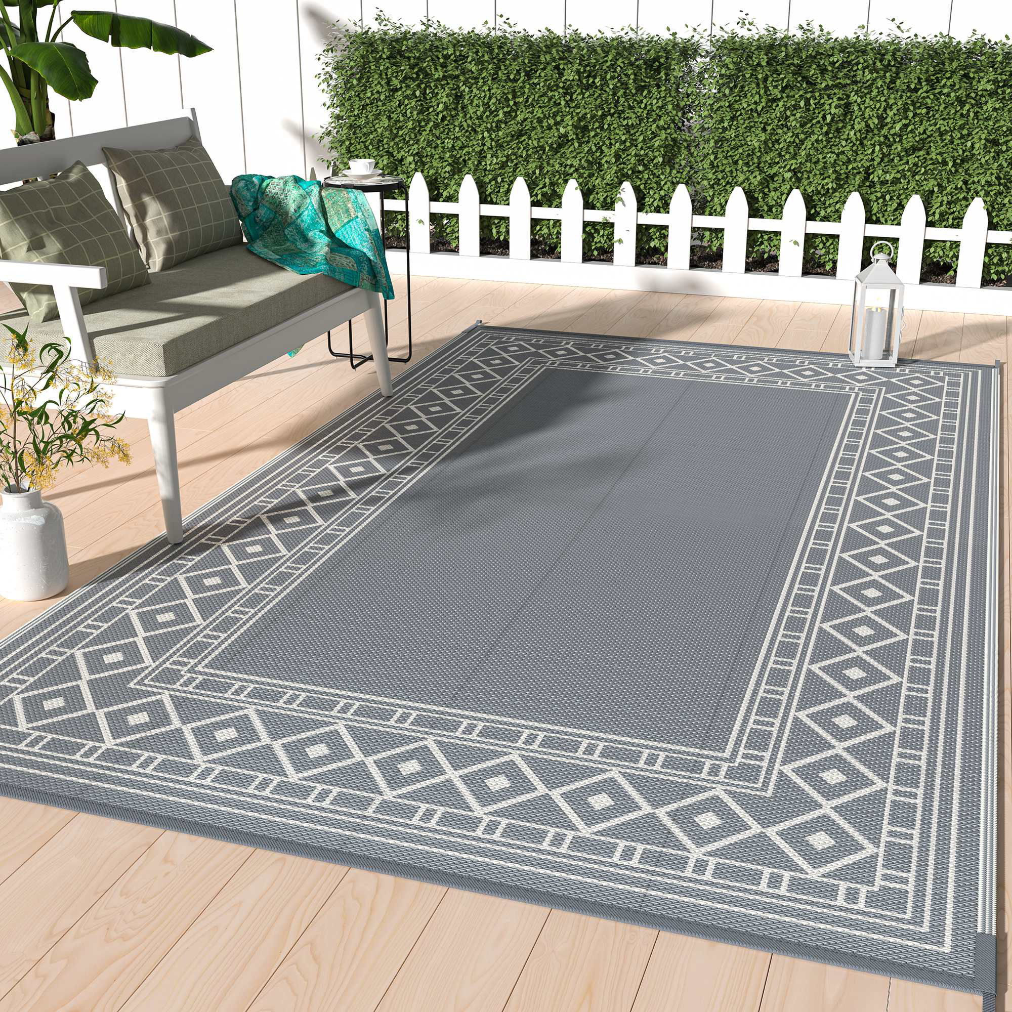 Union Rustic Keertan Outdoor Rug for Patio Clearance, Waterproof Mat