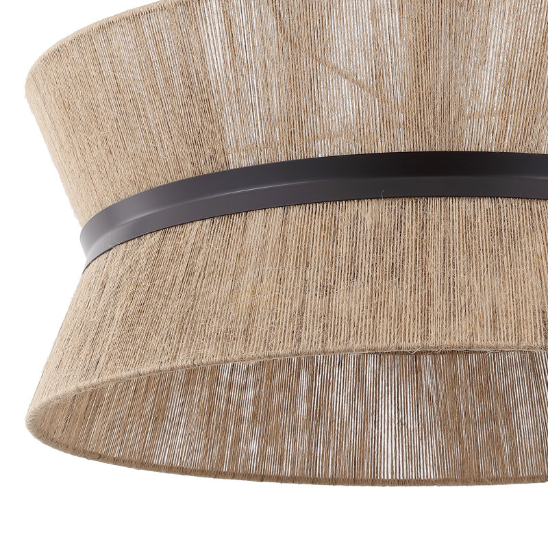 Lustre tambour en corde 19 lumières 19,7 po Modern Coastal, Bronze, Brun