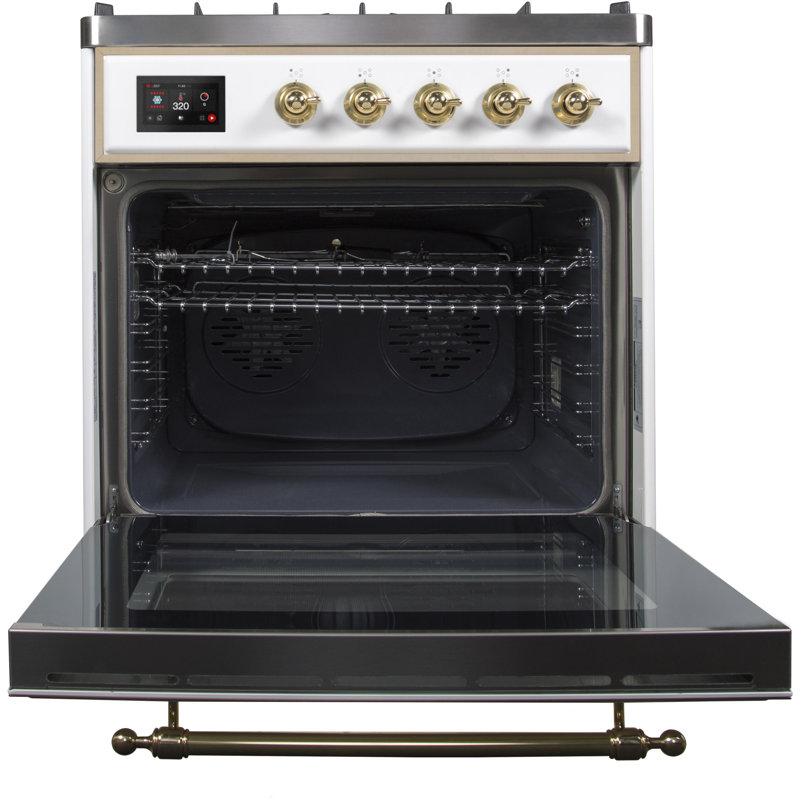 Majestic II 30" 2.3 cu. ft. Freestanding Dual Fuel Range, Natural Gas, White/Brass