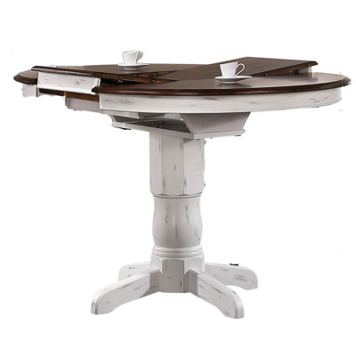 Table de salle à manger extensible à hauteur de comptoir en bois massif avec rallonge papillon de 18 po