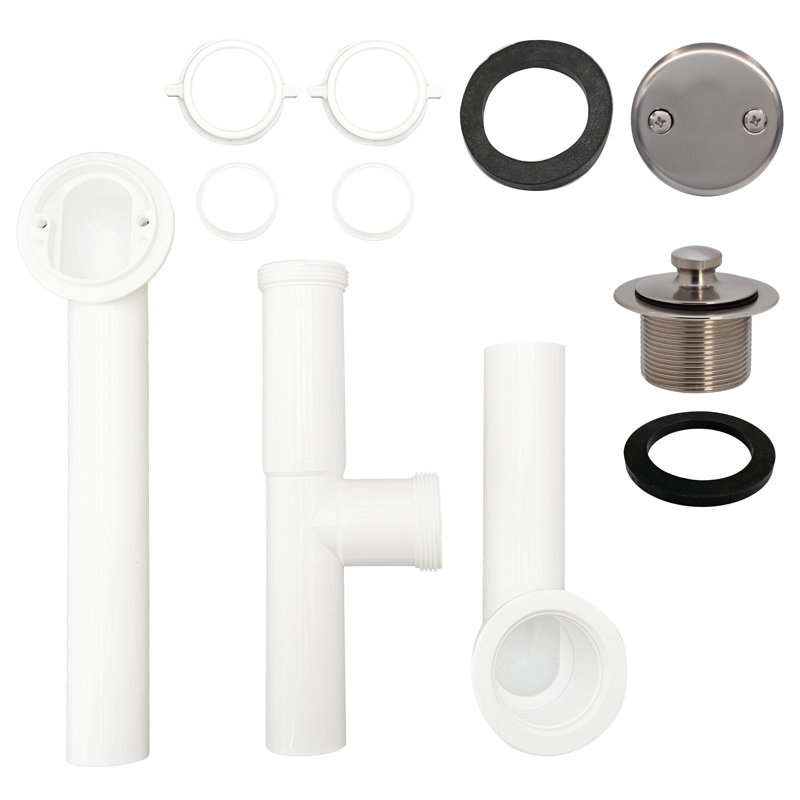 Ensemble de drain de baignoire 14 po en polypropylène blanc pour ouvrir le pied de baignoire avec trop-plein à deux trous