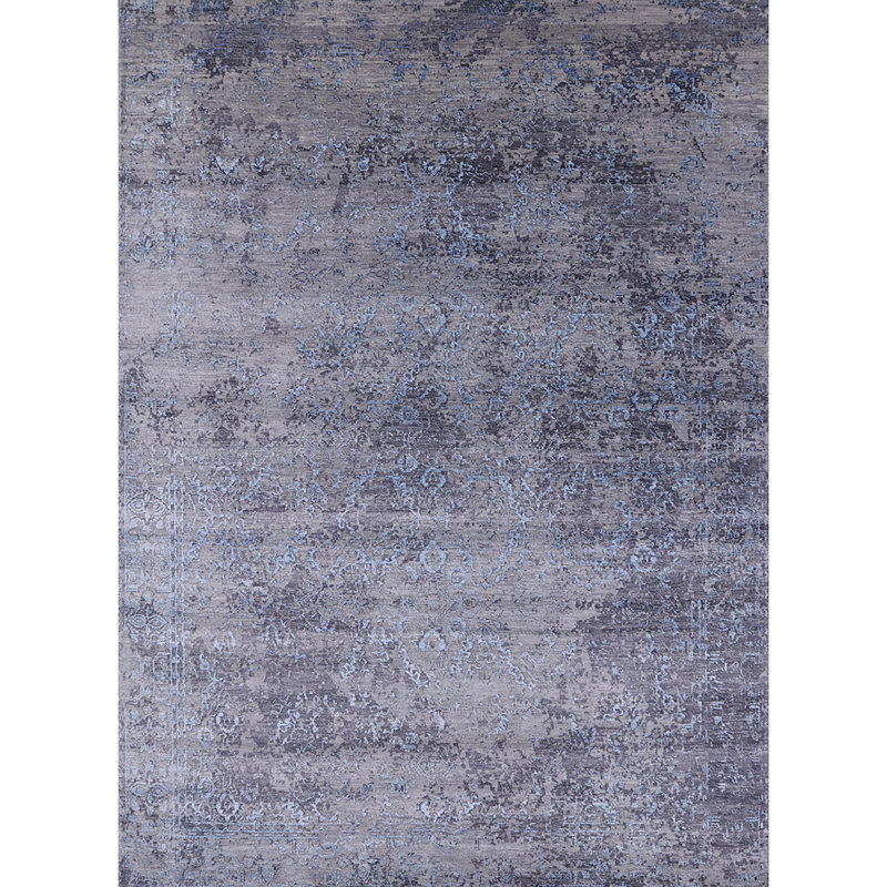 Tapis noir / noir à motif abstrait Brambleton, Rond 6 pi