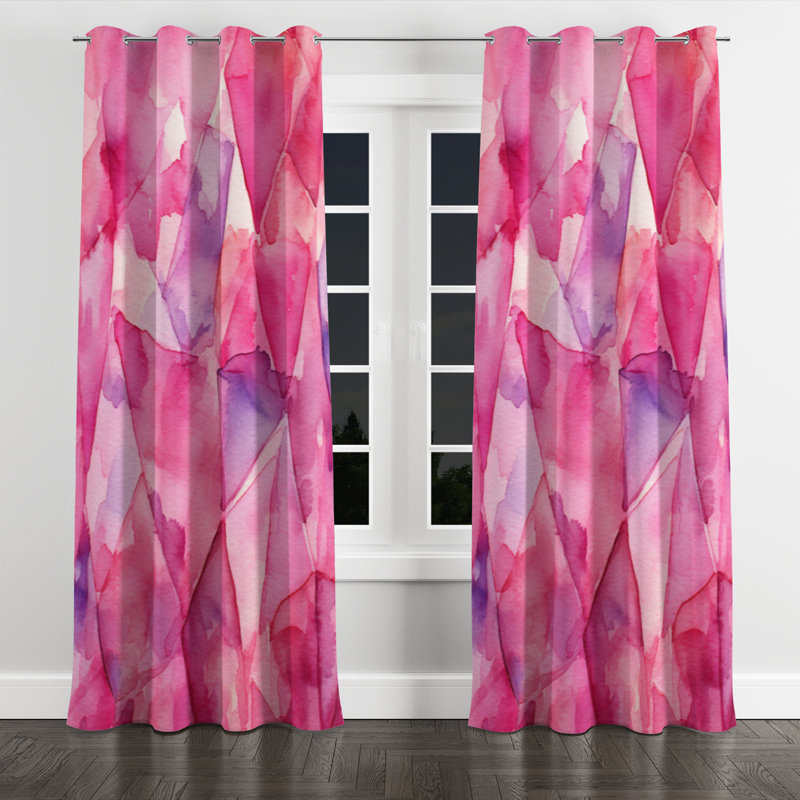 Pink Gemstones Fusion II - Abstract Shapes Grommet Curtain - Room Darkening Abstract Curtain - 1 Panel, 52" W x 108" L