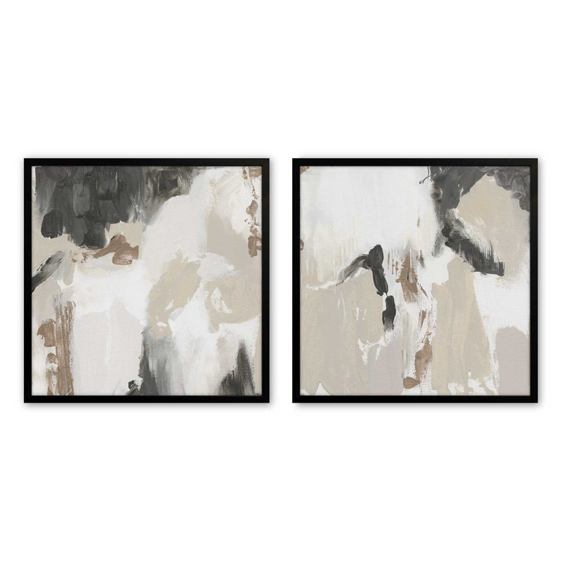 Monochromatique, ensemble de 2 reproductions sur papier mat d'archives encadrées, Noir satiné, H 13,5 po x l 13,5 po
