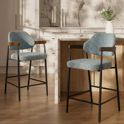 Devane Upholstered Counter Stool With Armrest