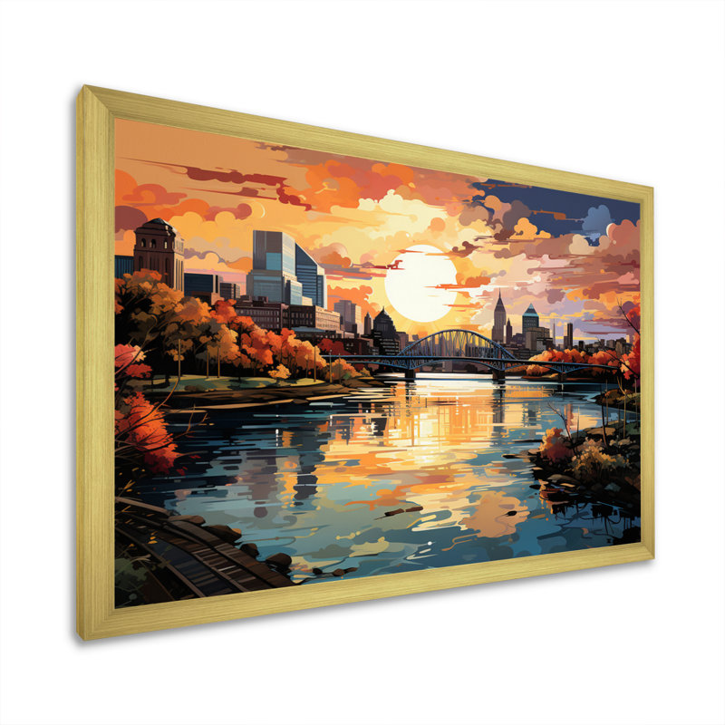 Boston Popart II - reproduction sur toile, H 30 po x l 40 po x P 1,5 po, Cadre doré à une seule photo