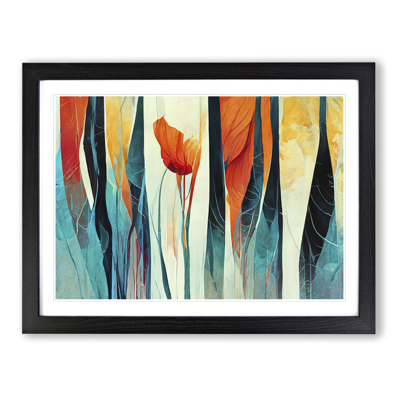 Floral Abstract Vol.3 - Single Picture Frame Print, Black Framed, 46cm H x 64cm W x 2cm D