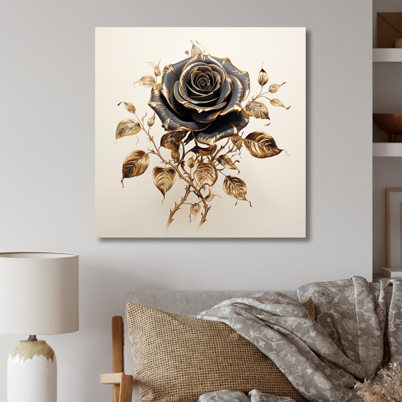 Vintage Rosegold Elegance III - art mural rose, Toile tendue, 30" H x 30" W