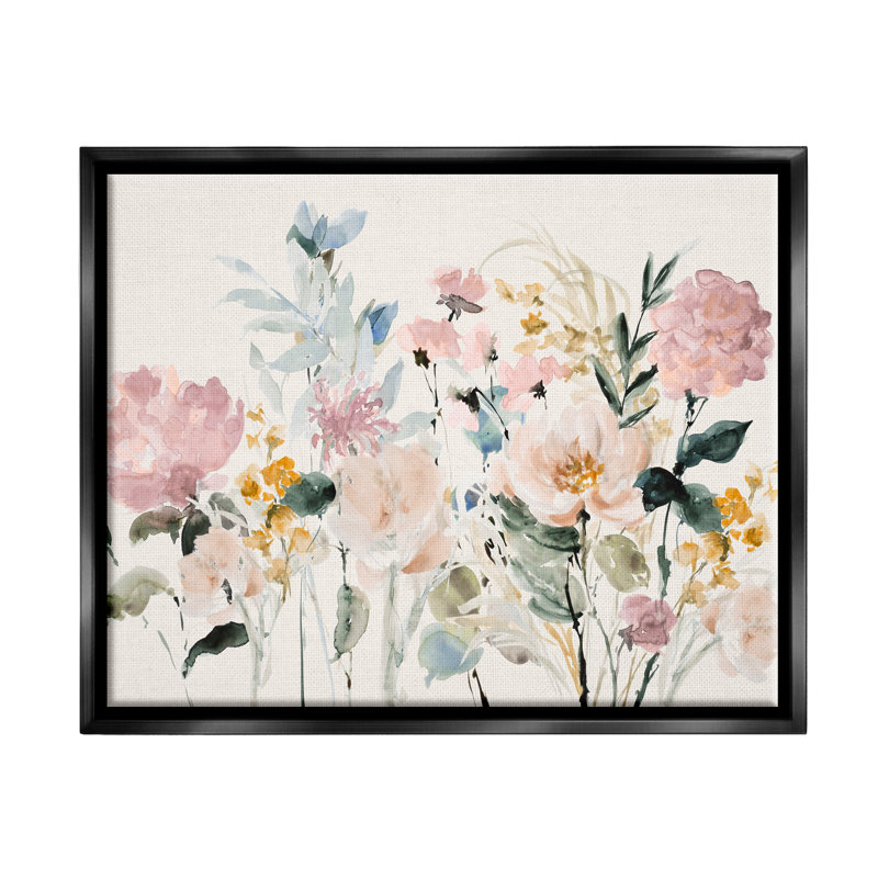 Fleurs pastel printanières par Lanie Loreth, Cadre flottant noir, H 25 po x l 31 po x P 1,7 po