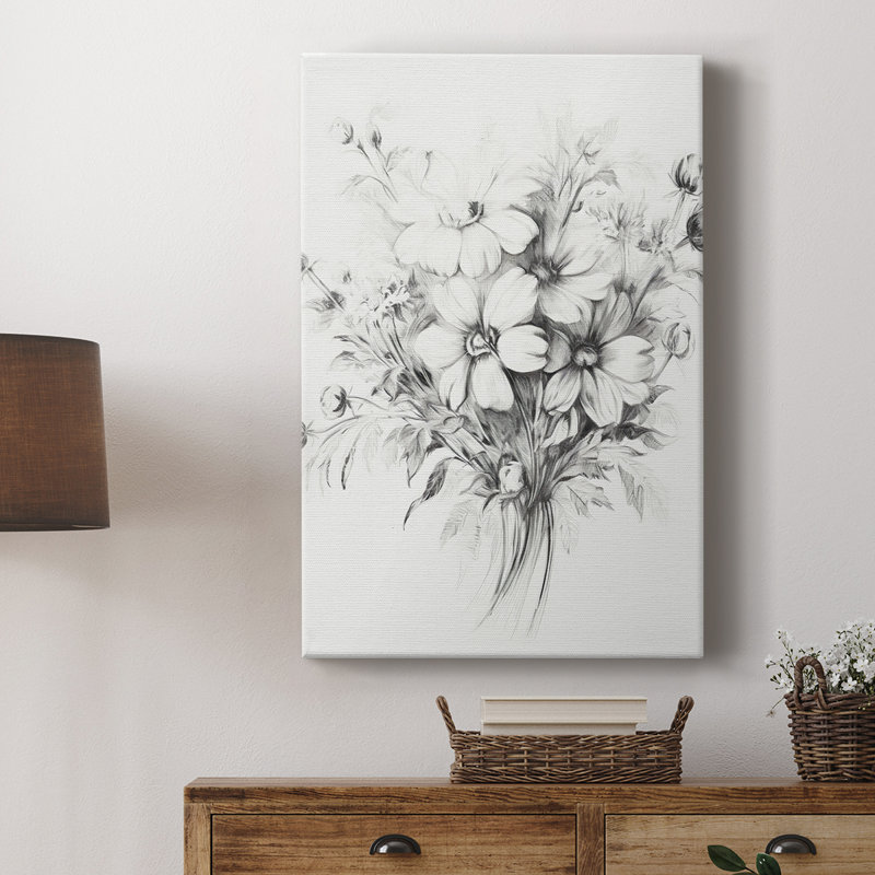 Imprimé floral rétro XIXème - galerie Cavas, H 60 po x l 40 po