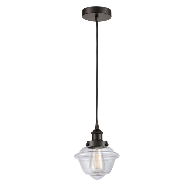 Luminaire suspendu 1 lumière Calliope, Transparent, Bronze huilé