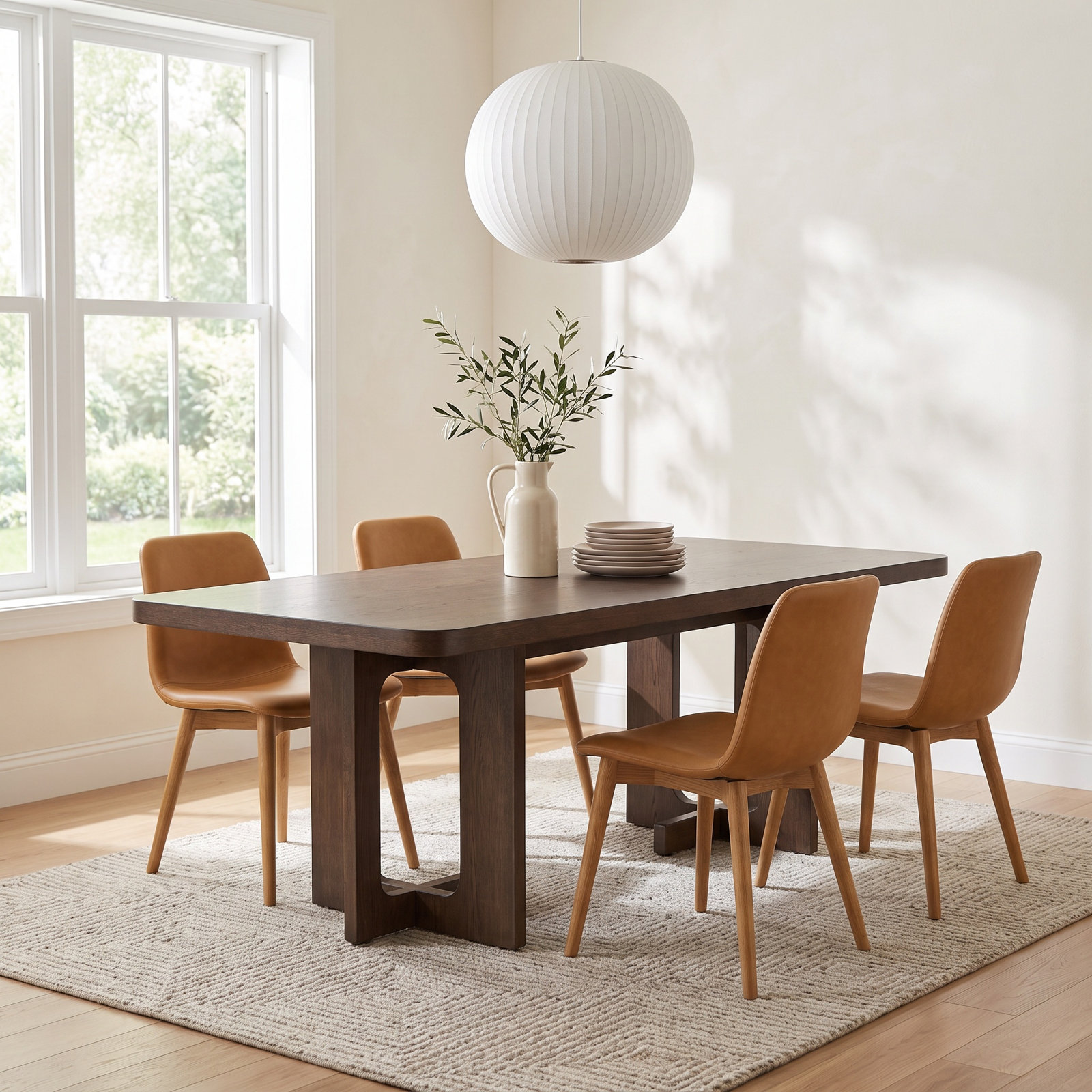 Arkelle 84" Manufactured Wood Trestle Dining Table