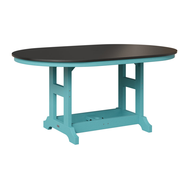 Table de salle à manger Berlin Classic, Bleu Aruba, Noir martelé