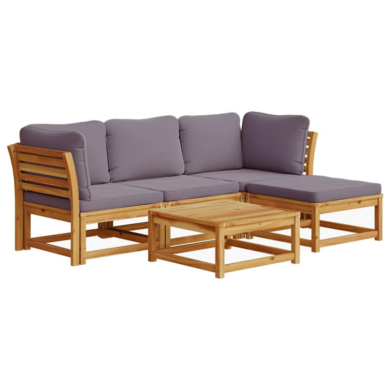  Ensemble de salon de jardin modulaire gris foncé en bois d'acacia massif