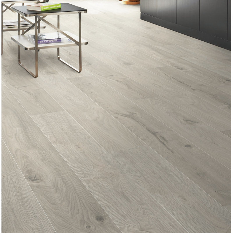 Parquet stratifié en chêne 10 po x 80 po x 14 po Origin, Neige