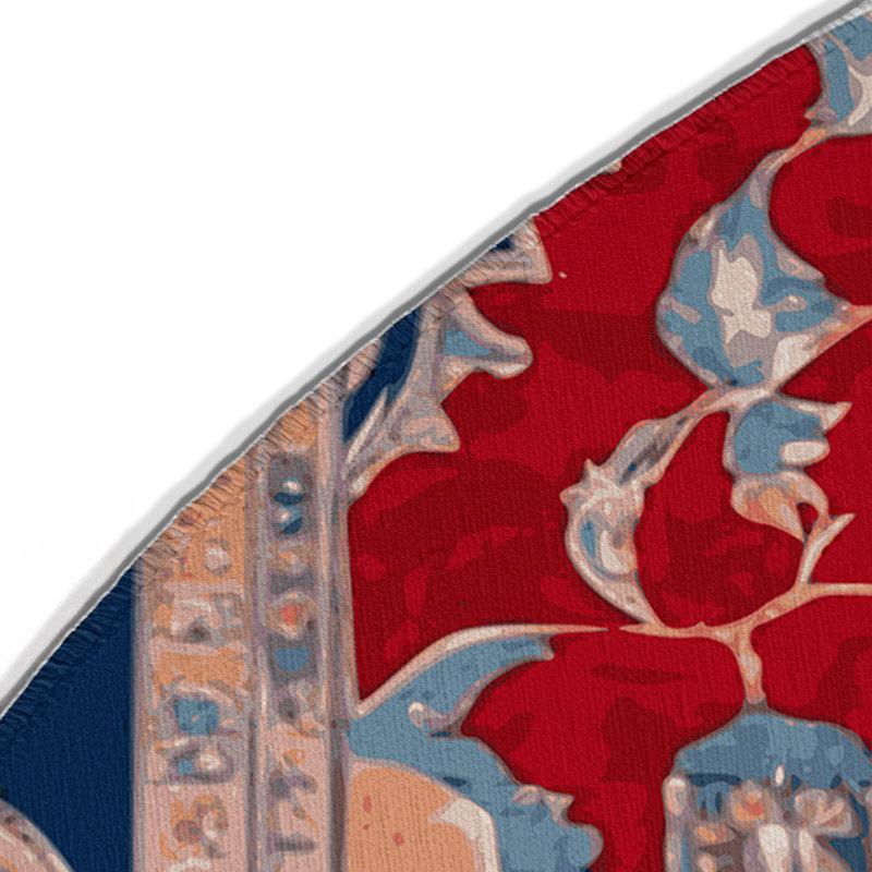 Tabriz Brown Indoor and Outdoor Area Rug, Round 5'