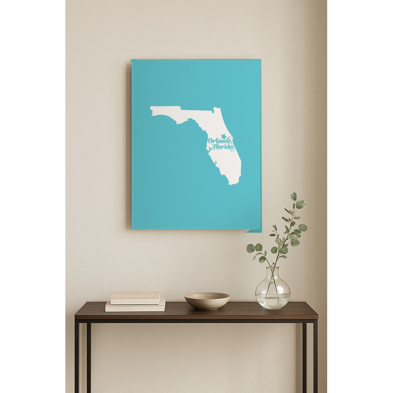 Douce maison Orlando — Silhouette de l'État de Floride — Portrait mural en métal, H 14 po x l 11 po
