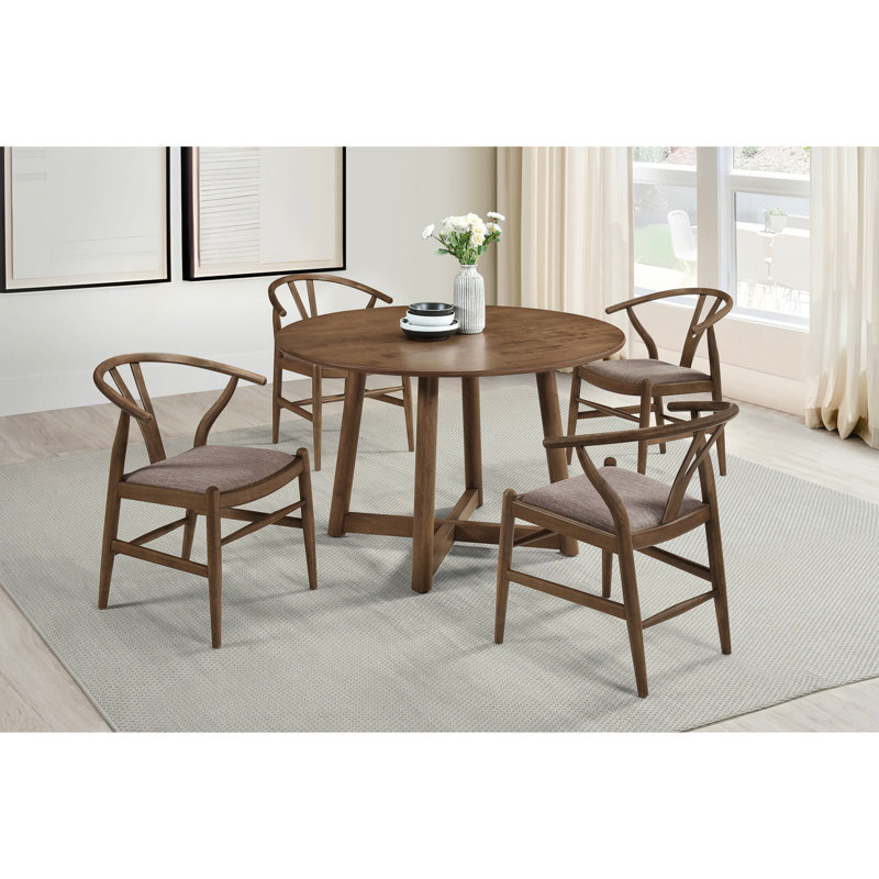 Chaises de salle à manger modernes de style Mid-Century 2 pièces, structure en noyer riche, sièges rembourrés, dossiers arrondis, pieds fuselés, chaises de revêtement brun (de 2), finition douce
