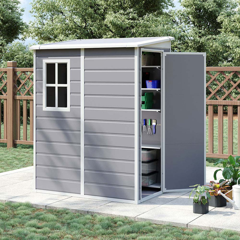 Asjha 5ft.W x 4ft. D Plastic Pent Tool Shed