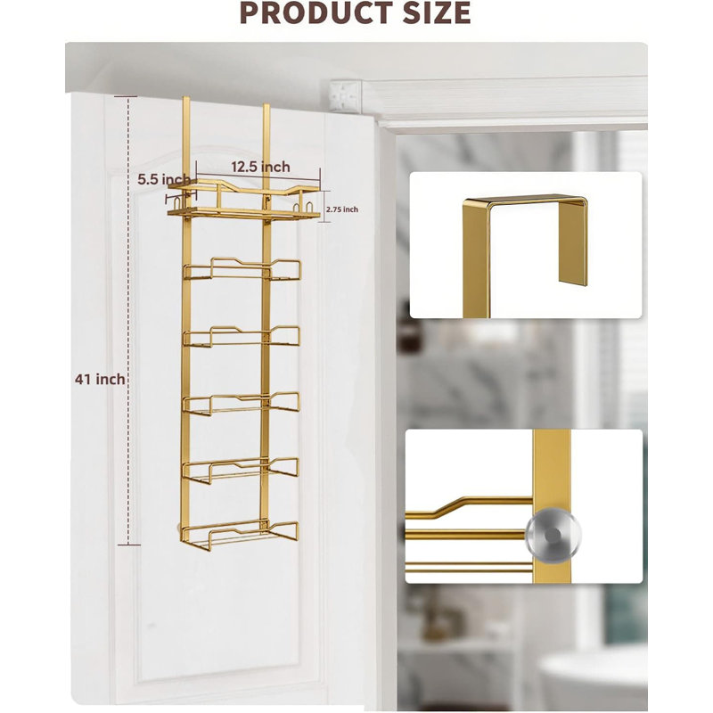 Porte-serviettes No Drill - Porte-serviettes pour salle de bain à 6 niveaux pour serviettes roulées, Doré