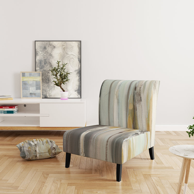 Fauteuil de chambre rembourré en velours argenté et jaune Birch Forest