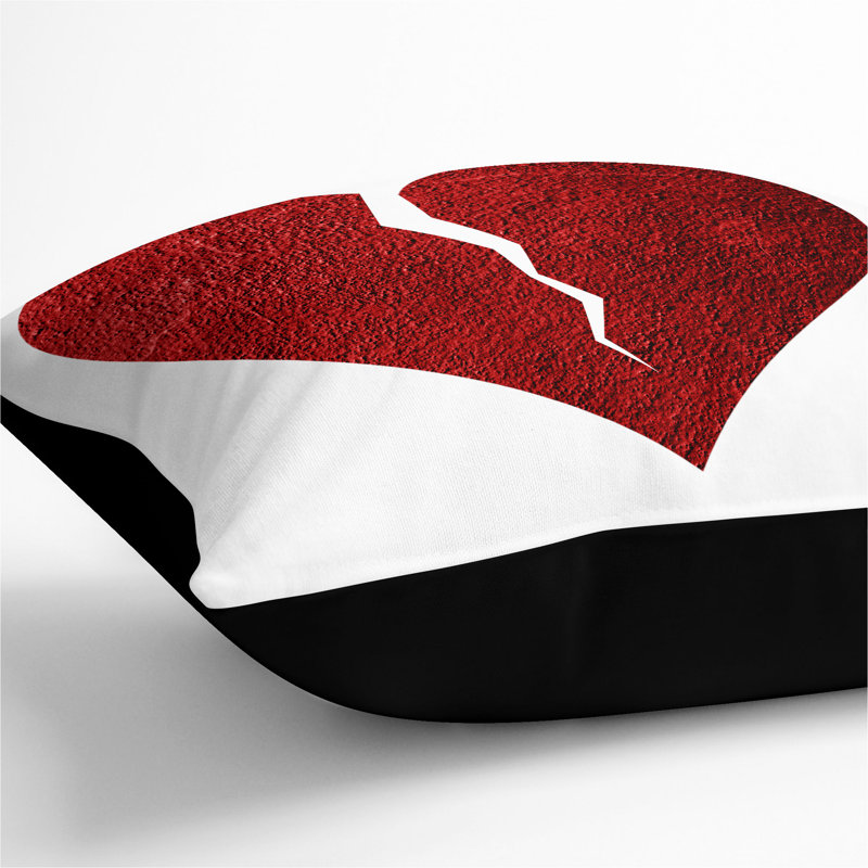 Broken Heart Square Throw Cushion, Black, 40cm H x 40cm W x 15cm D