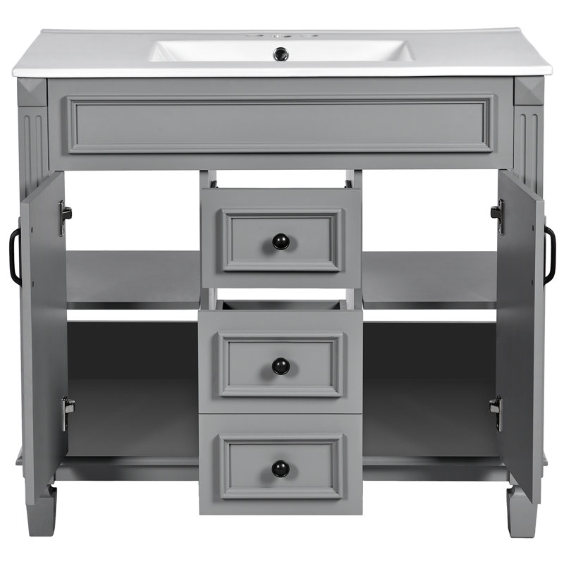 Armoire de salle de bain 36 po - Gris avec finition moderne Offrez un nouveau look à votre rangement, Gris