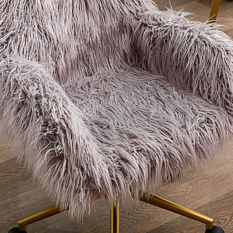 Chaise de bureau moderne en fausse fourrure, Gris