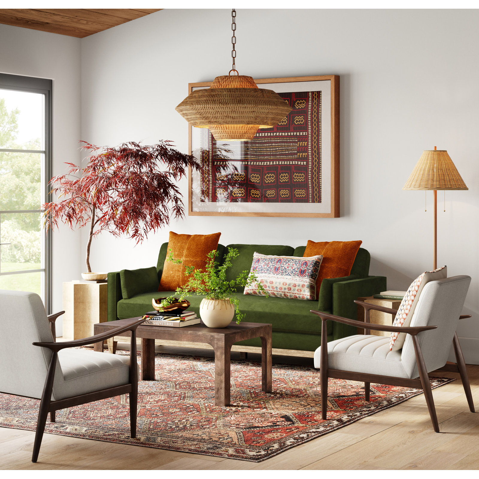 Melbourne Single Light Rattan Iron Dimmable Pendant