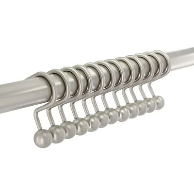 12 Piece Set - Heavy Duty Ball Shower Curtain Hooks Rings Rustproof Metal